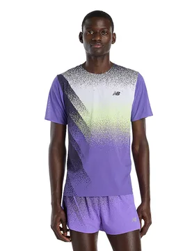 Maglietta da running da uomo Race Day Ultra Light Printed viola L - New Balance - FashionsVida