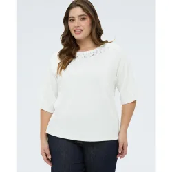 Sudadera de mujer con aplicaciones en el cuello aplicaciones luminosas en el escote