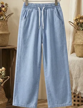 Pantalones vaqueros casuales de lavado claro y ajuste holgado para niñas preadolescentes, estilo cómodo y relajado para vacaciones y escuela. Efecto - Shein - FashionsVida