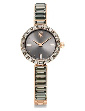 Orologio Matrix bangle, Fabbricato in Svizzera, Bracciale in cristallo, Grigio, Finitura in tono oro rosa OS - Swarovski - FashionsVida