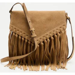 Bolso bandolera de piel con flecos