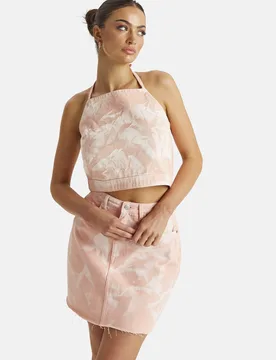 Womens Tie Dye Halterneck Top - Pink - Size 8 Uk - Urban Bliss - FashionsVida