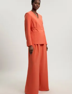 Women's Compact Viscose Stretch Tailored Wide Leg Trouser in Orange Size: 6 - Orange - Size: 6 - Karen millen - FashionsVida