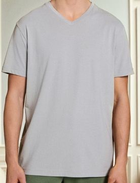 Maglietta con scollo a V - grigio chiaro