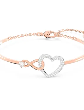 Bracciale rigido Hyperbola, Infinito e cuore, Bianco, Mix di finiture OS - Swarovski - FashionsVida