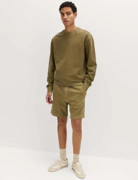 Relaxed Fit Pure Cotton Garment Dye Short Olive male - M&S - FashionsVida