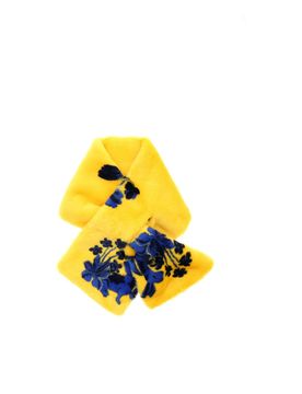 Stola in eco-pelliccia gialla e blu