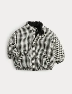 Gingham Midweight Padded Coat (0-5 Yrs) Blue male - M&S - FashionsVida