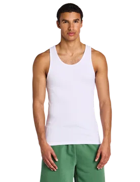 Flagship Rib Tank Uomo - Canotte Bianco - Taglia S - Jersey di cotone S - LCKR - FashionsVida