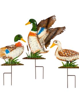 Gartenstecker „Enten-Trio“ mehrfarbig