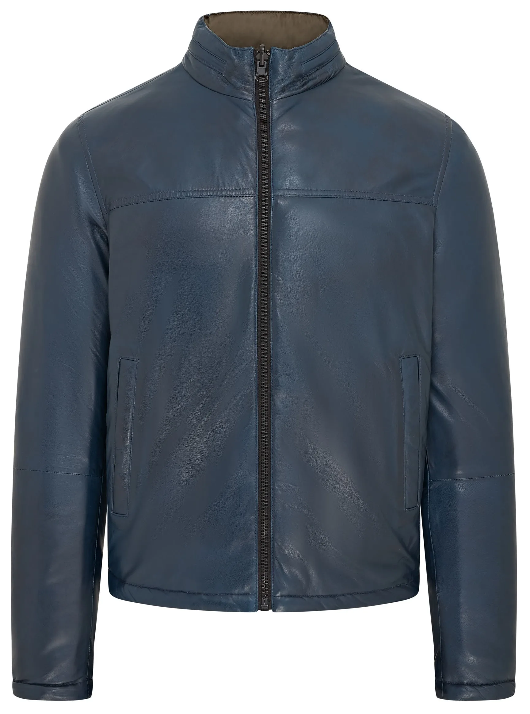 Mens Blue Reversible Bomber Jacket - Raufoss Lamb Leather - Size 3xl - Infinity Leather - FashionsVida