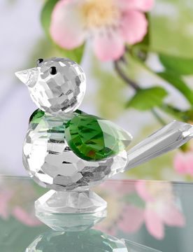 Deko Glasvogel "Grünspecht" mit Facettenschliff