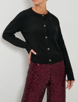 Cardigan con bottoni - nero