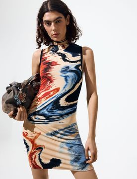 Vestido sin mangas estampado, Mujer, Viscosa, XS