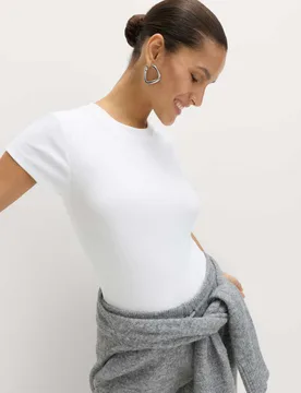 Cotton Rich Premium T-Shirt Soft White female - M&S - FashionsVida