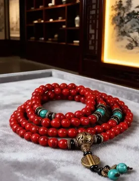 Vintage 108-bead red turquoise bracelet, ethnic style women's bracelet, Chinese red Buddhist prayer beads bracelet - Aliexpress - FashionsVida