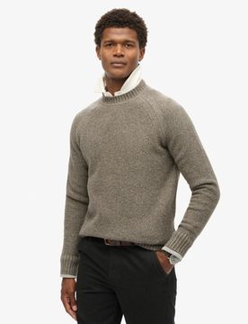 Superdry Herren Braun Grober Raglan-Pullover, Größe: S