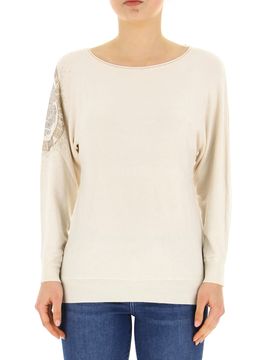 Guess Maglia con strass BEIGE M