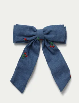 Fruit Embroidered Denim Bow Blue Female - M&S - FashionsVida