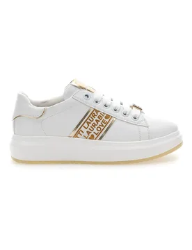 Sneakers Bianche con Bande Laterali Oro L8945 37 - Laura Biagiotti - FashionsVida