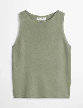 Jersey de mujer sin mangas regular en una mezcla de algodón orgánico y lino - MARC O'POLO - FashionsVida
