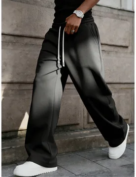 Pantalones deportivos casuales de pierna ancha y cintura con cordón para para otoño/invierno y primavera - Shein - FashionsVida