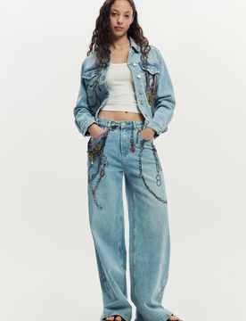 Jean à chaînes, , Coton, Bleu, 34