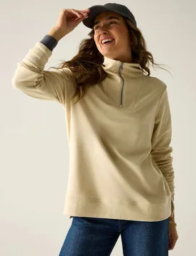 Demmi Funnel Neck Half Zip Sweatshirt Light Cream female - Regatta - FashionsVida