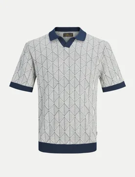 Strick-Polohemd Gemustert Blau M - Jack & jones - FashionsVida