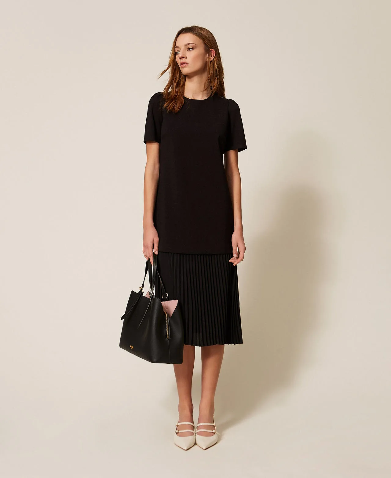 Robe midi avec crêpe de Chine recyclé - TWINSET - FashionsVida