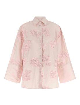 Camicia con ricamo floreale