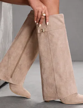 Botas altas con cierre de cremallera de moda para mujer, versátiles para uso diario - Shein - FashionsVida