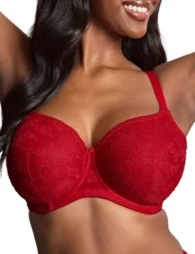Womens Tango Lace Balcony Bra - Red Polyamide - Size 34dd - Panache - FashionsVida