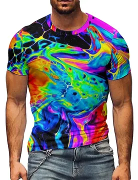 Summer Men's 3D Printed Short sleeved T-shirt, European and American Trendy Business Casual Daily Wear, Breathable and Comf - Aliexpress - FashionsVida