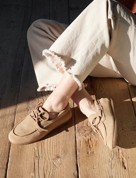 Mocassini beige in pelle con soletta removibile BT261060001A 40