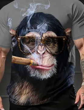 Funny 3D Gorilla Print Men's T Shirt Casual O-neck Loose Short Sleeve Fashion Trend Men Clothing Summer Breathable T Shirt - Aliexpress - FashionsVida
