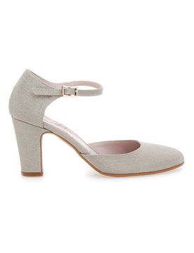Décolleté glitter platino con cinturino 5561 39