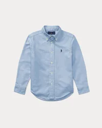 Camicia Polo azzurra Oxford in cotone con logo pony blu