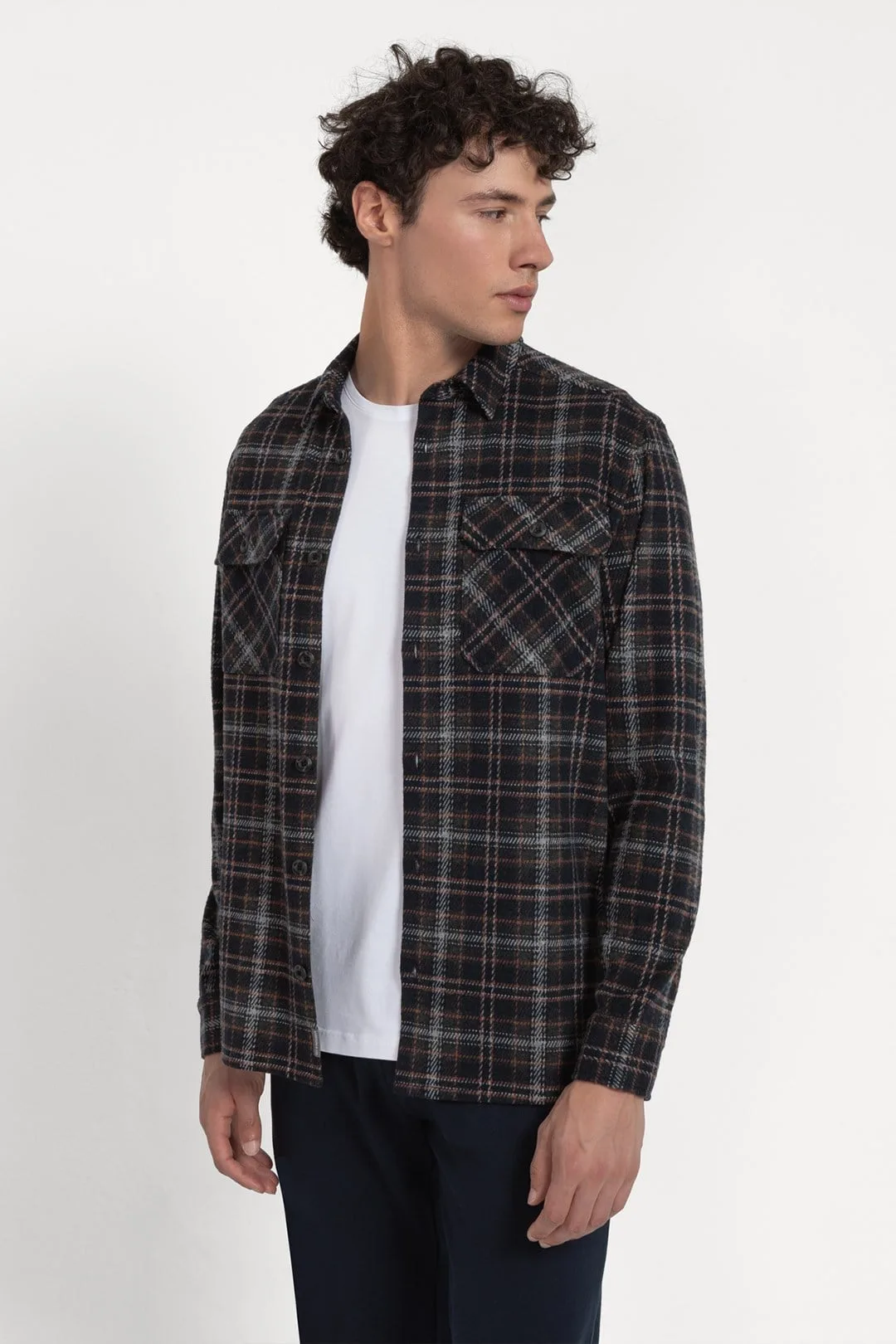 Mens Check Jersey Casual Overshirt - - Size: S - Larsson & Co - FashionsVida