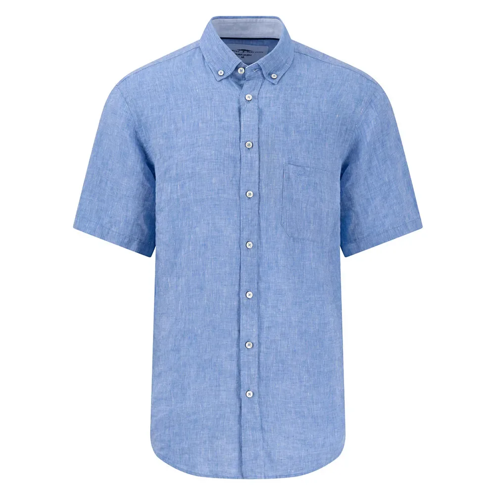 Camicia A Maniche Corte 1506001 Strong Blue M - Fynch Hatton - FashionsVida