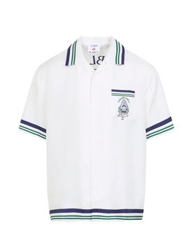 Hotel Emblem Cuban Collar Short Sleeve Shirt