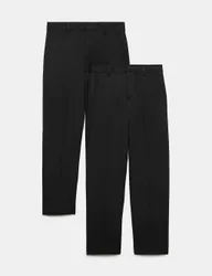 Pack Boys' Regular Leg School Trousers (2-18 Yrs) Black male