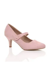Mid Heel Mary Jane Court Shoes - Pale Pink - Size: 8
