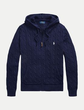 Polo Pullover mit Zopfmuster Blau S