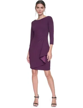 Vestido corto de manga francesa y cuello redondo de mujer - DKNY - FashionsVida