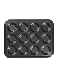 Tala Aluminium 12 Cup Bun Tin Black