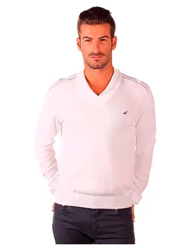Maglione Con Scollo A V N31amswe12n White S - Nautica - FashionsVida