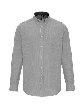 Unisex Mens Striped Oxford Long-Sleeved Shirt (White/grey) - Size 3xl - Premier - FashionsVida