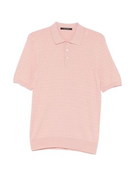 Men's Cable-Knit Polo Shirt with Ribbed Details