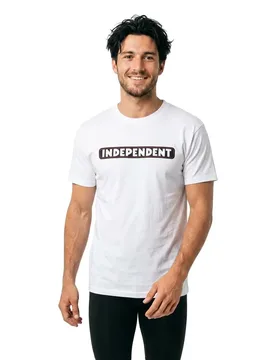 T-shirt à Manches Courtes Bar Logo White M - Independent - FashionsVida